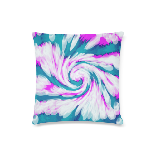 Turquoise Pink Tie Dye Swirl Abstract Custom Zippered Pillow Case 16"x16"(Twin Sides)