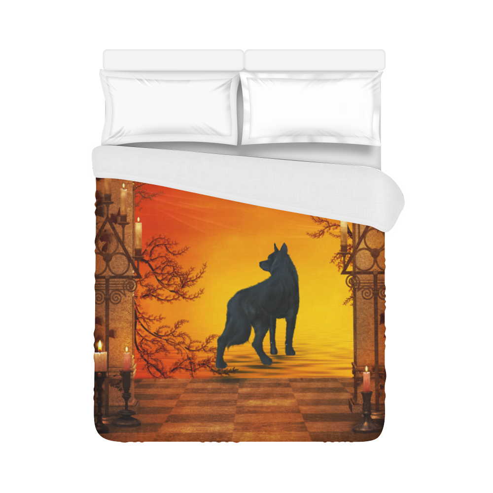 Wonderful black wolf in the night Duvet Cover 86"x70" ( All-over-print)