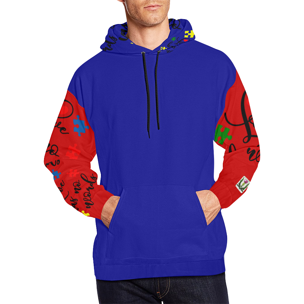 Fairlings Delight's Autism- Love has no words Men's Hoodie 53086Hh7 All Over Print Hoodie for Men (USA Size) (Model H13)
