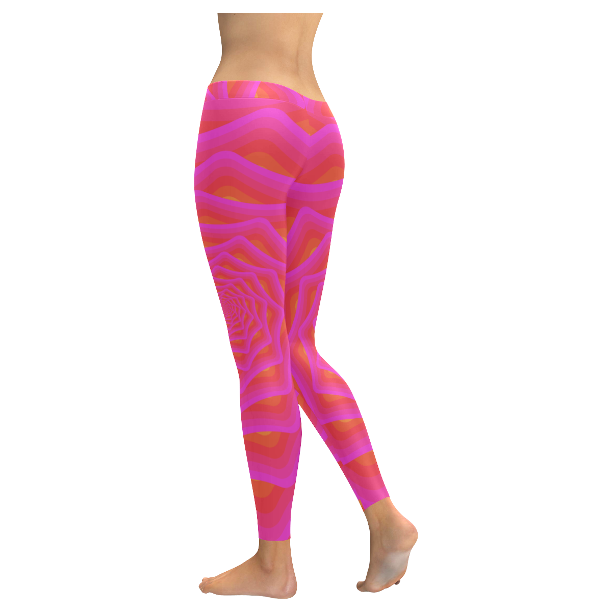 Pink spiral Women's Low Rise Leggings (Invisible Stitch) (Model L05)