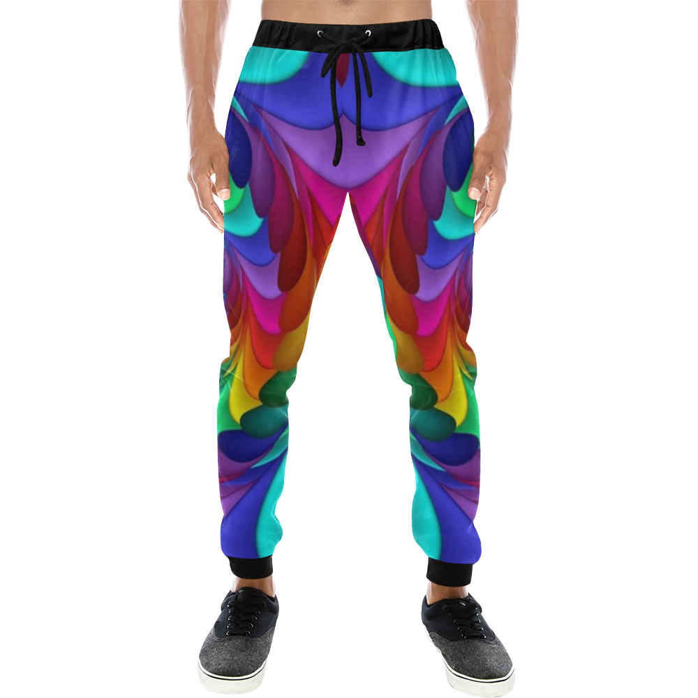 RAINBOW CANDY SWIRL Men's All Over Print Sweatpants/Large Size (Model L11)