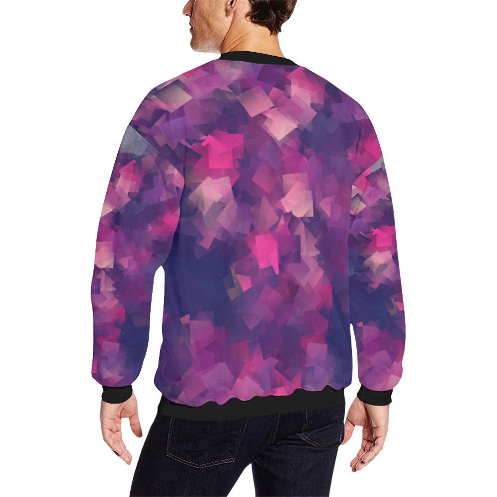 purple pink magenta cubism #modern Men's Oversized Fleece Crew Sweatshirt (Model H18)