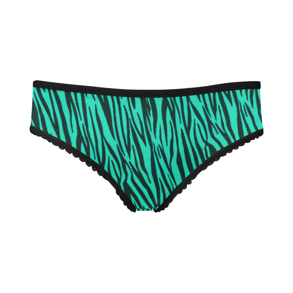 Turquoise Zebra Pattern Women's All Over Print Girl Briefs (Model L14)