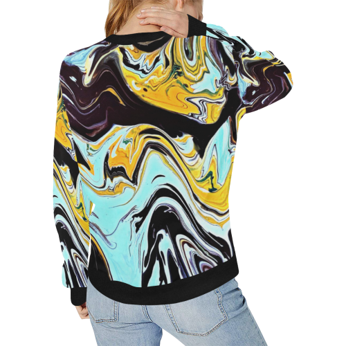 oil_d Women's Rib Cuff Crew Neck Sweatshirt (Model H34)