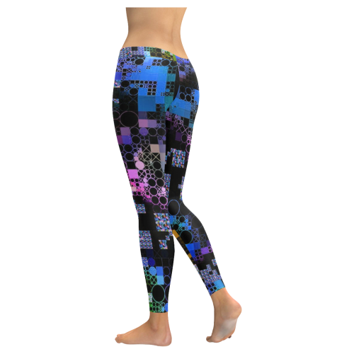 funny mix of shapes 1B by JamColors Women's Low Rise Leggings (Invisible Stitch) (Model L05)