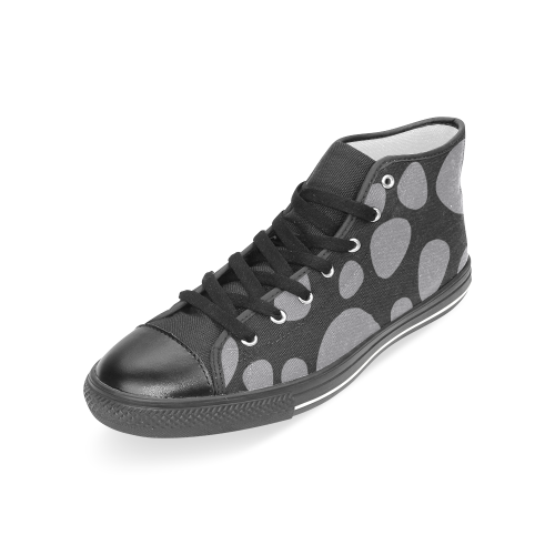 Black leopard skin Women's Classic High Top Canvas Shoes (Model 017)
