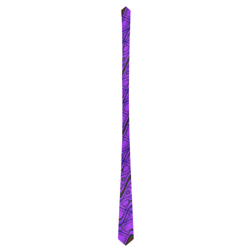 Purple and Black Waves pattern design Classic Necktie (Two Sides)