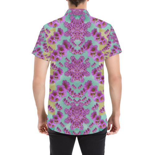 climbing and loving flowers of fantasy floral Men's All Over Print Short Sleeve Shirt (Model T53)