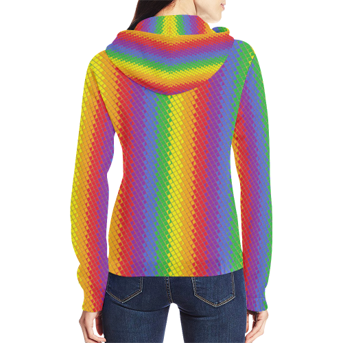 Rainbow Pattern by K.Merske All Over Print Full Zip Hoodie for Women (Model H14)