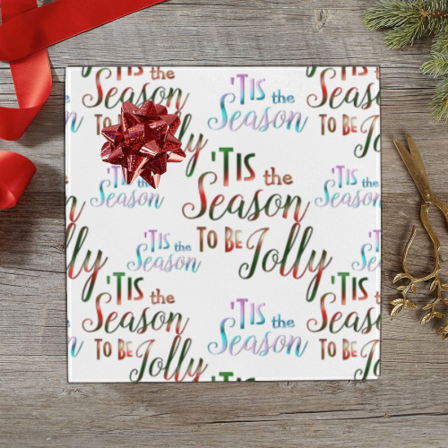 xmas Text Tis The Season Pattern Gift Wrapping Paper 58"x 23" (1 Roll)