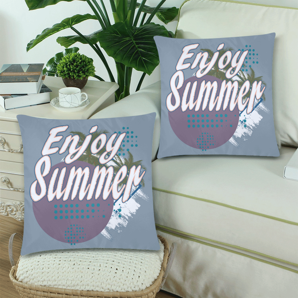 Tropic Like It's Hot Enjoy Summer Custom Zippered Pillow Cases 18"x 18" (Twin Sides) (Set of 2)