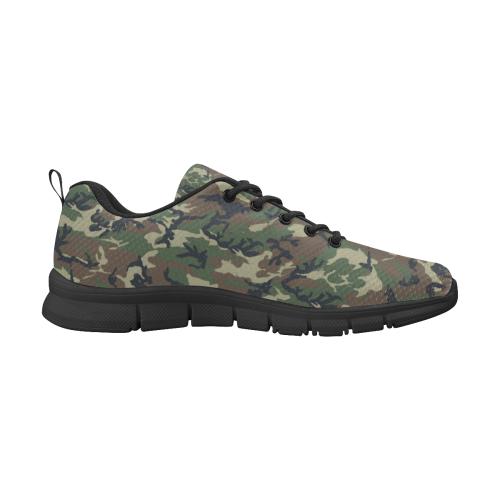 Woodland Forest Green Camouflage Women's Breathable Running Shoes (Model 055)