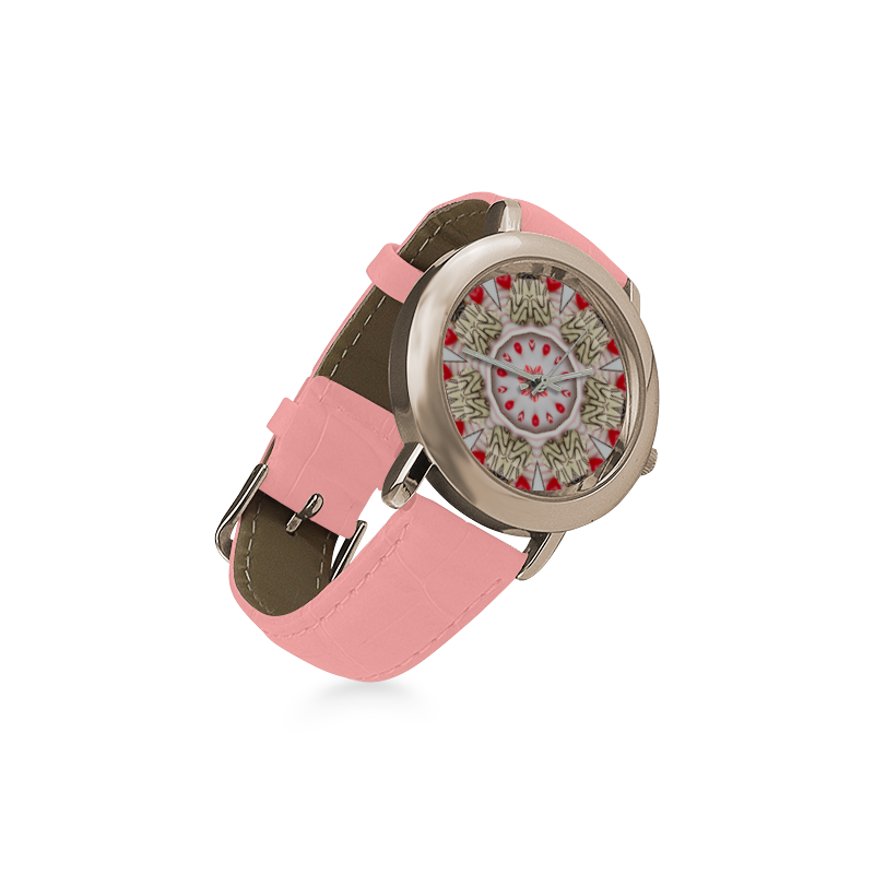 Love and Romance Pastries Cookies and Heart Candie Women's Rose Gold Leather Strap Watch(Model 201)