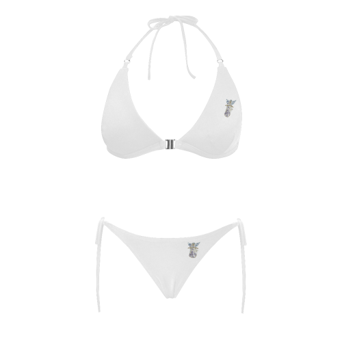 White Bikini with Angel Buckle Front Halter Bikini Swimsuit (Model S08)
