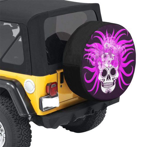 hippie skull,pink 34 Inch Spare Tire Cover