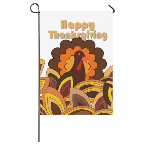 Retro Turkey Happy Thanksgiving Garden Flag 28''x40'' （Without Flagpole）
