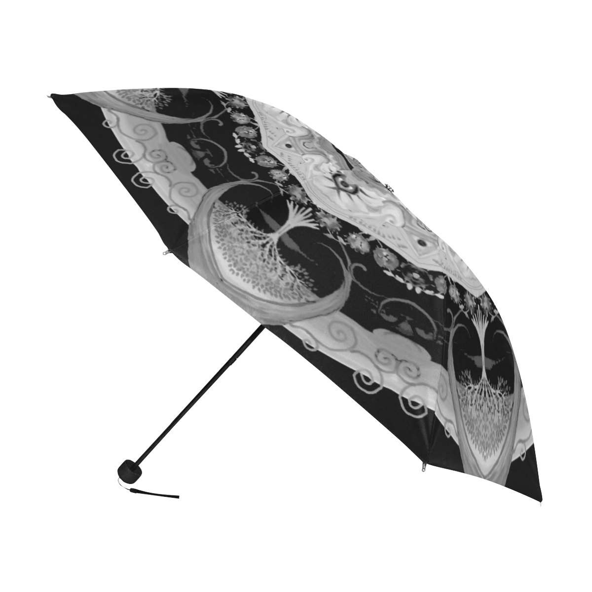 mandala sunlight black Anti-UV Foldable Umbrella (U08)