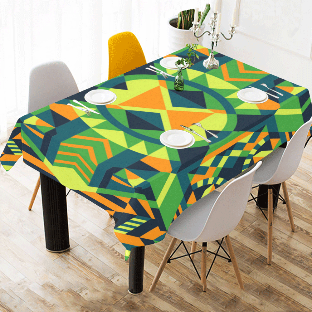 Modern Geometric Pattern Cotton Linen Tablecloth 60"x 84"