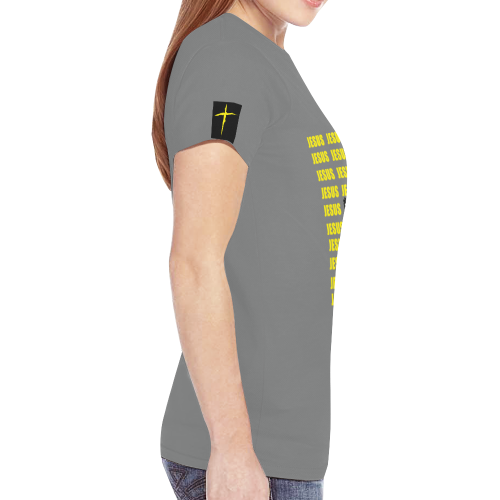 Gray 2/ Yellow New All Over Print T-shirt for Women (Model T45)