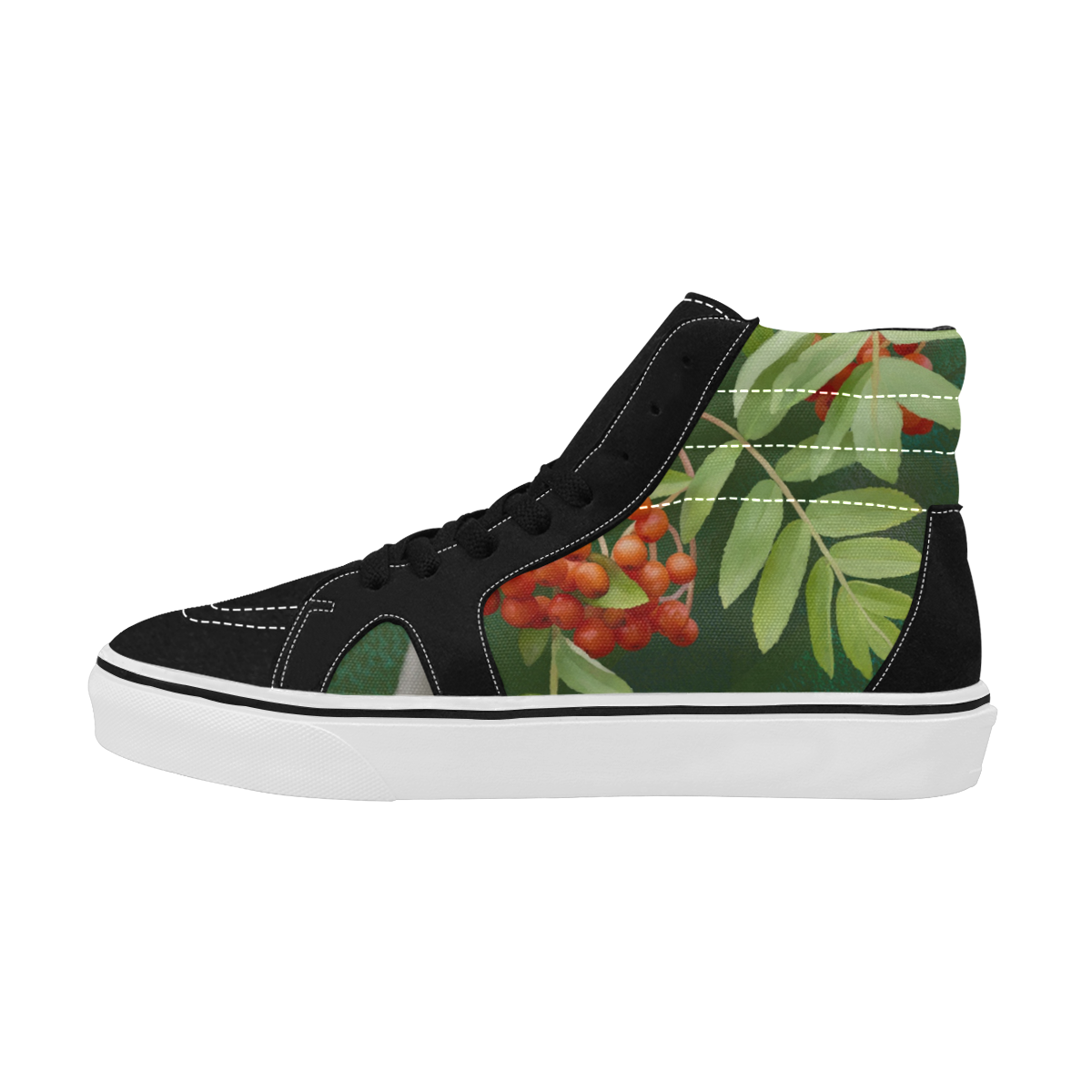 Plant Watercolor Rowan tree - Sorbus aucuparia Women's High Top Skateboarding Shoes (Model E001-1)
