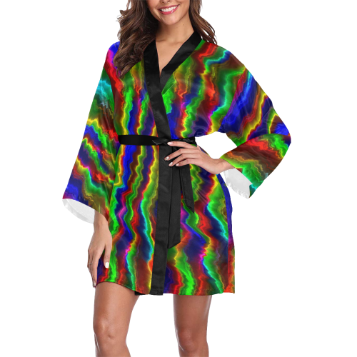 Hot abstract 8A Long Sleeve Kimono Robe