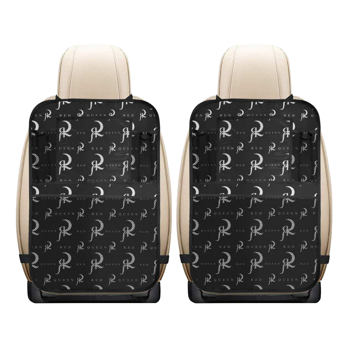 RED QUEEN GREY & BLACK PATTERN ALL OVER Car Seat Back Organizer (2-Pack)