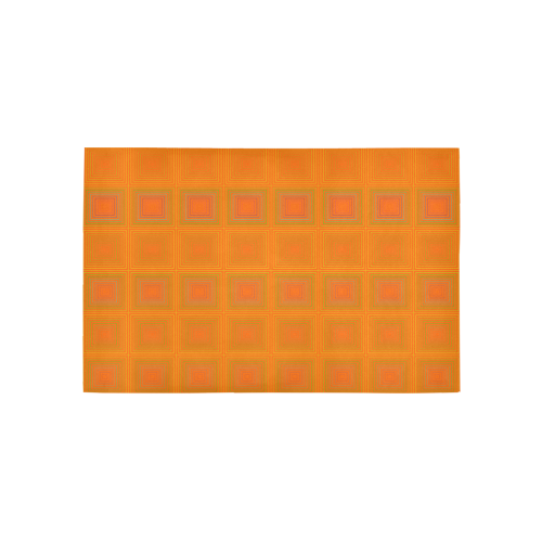 Orange reddish multicolored multiple squares Area Rug 5'x3'3''