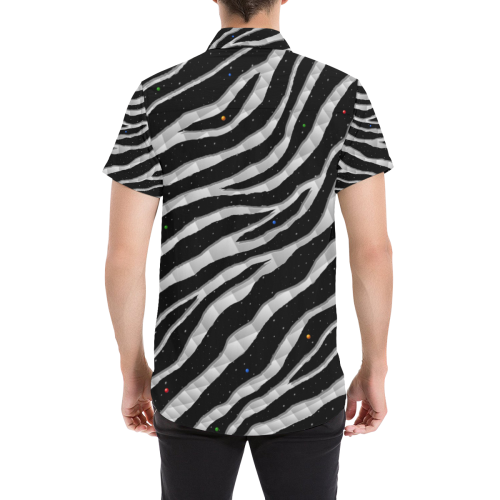 Ripped SpaceTime Stripes - White Men's All Over Print Short Sleeve Shirt (Model T53)