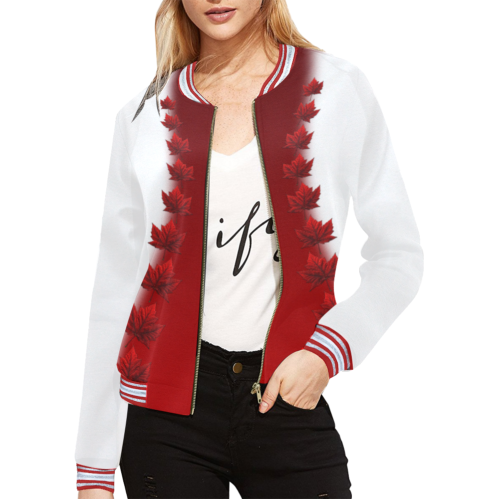 Canada Bomber Jackets Women's Canada Jackets All Over Print Bomber Jacket for Women (Model H21)