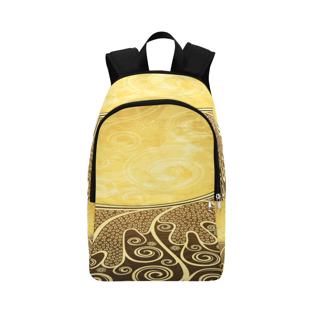Abstract-Vintage-Floral-Yellow Fabric Backpack for Adult (Model 1659)
