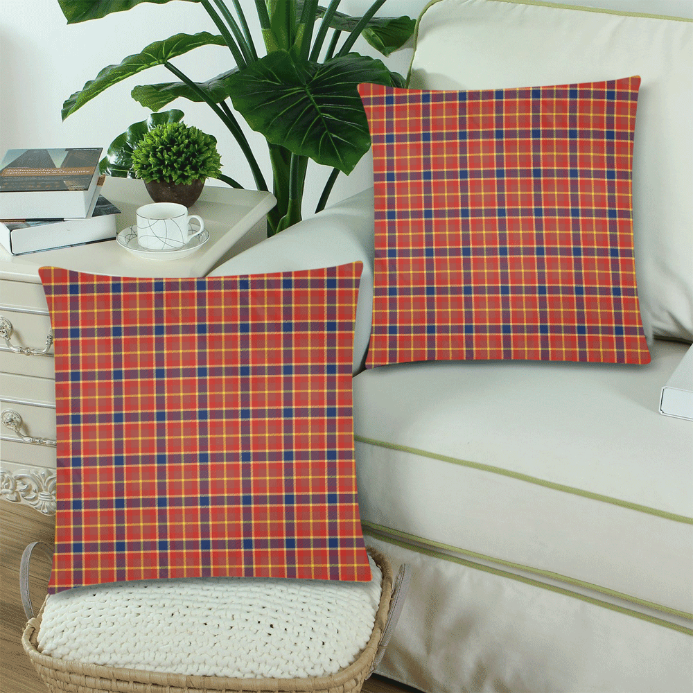 red yellow plaid Custom Zippered Pillow Cases 18"x 18" (Twin Sides) (Set of 2)