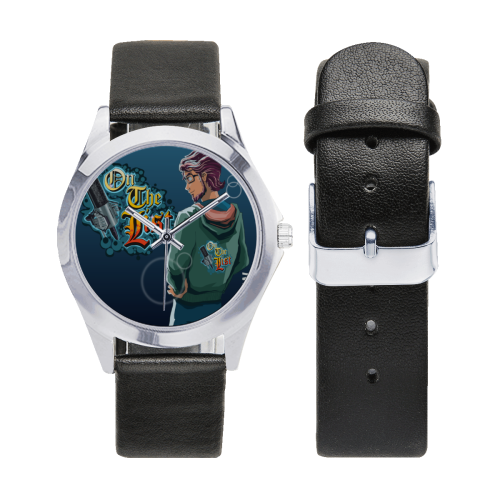 On The List Eddie Warner Logo Jacket Cartoon Anime Watch Unisex Silver-Tone Round Leather Watch (Model 216)