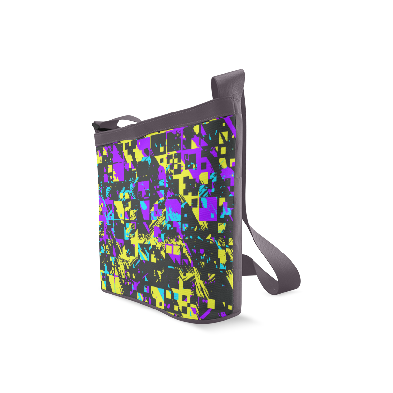 Purple yelllow squares Crossbody Bags (Model 1613)