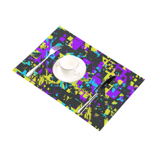 Purple yelllow squares Placemat 12''x18''