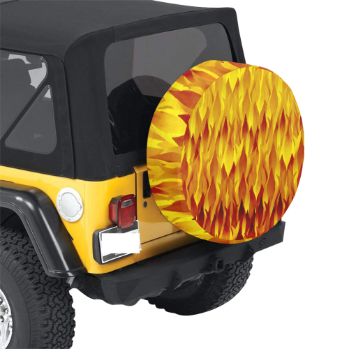 Hot Fire and Flames Illustration 32 Inch Spare Tire Cover