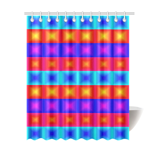 Red yellow blue orange multicolored multiple squares Shower Curtain 69"x84"