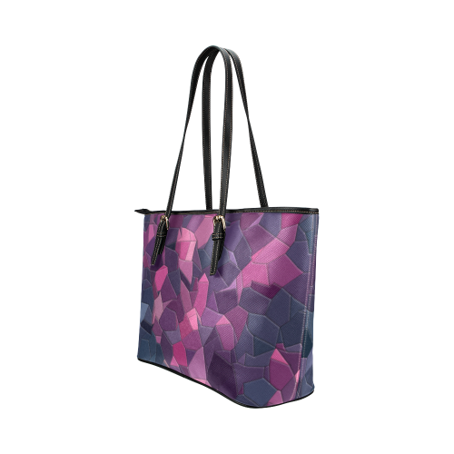 purple pink magenta mosaic #purple Leather Tote Bag/Small (Model 1651)