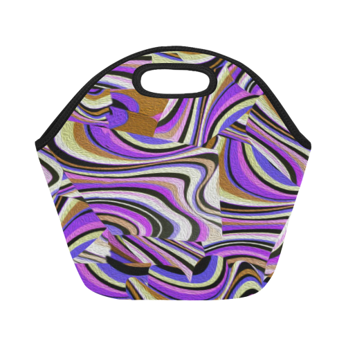 Groovy Retro Renewal - Purple Waves Neoprene Lunch Bag/Small (Model 1669)