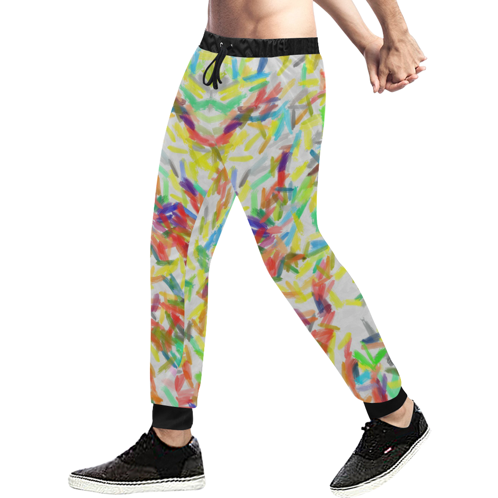 Colorful brush strokes Men's All Over Print Sweatpants (Model L11)