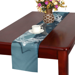 Dolphin jumping by a heart Table Runner 16x72 inch