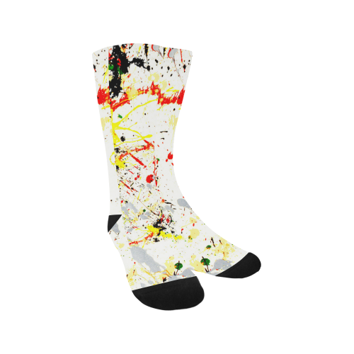 Black, Red, Yellow Paint Splatter Trouser Socks (For Men)
