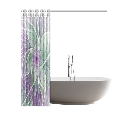 Flower Dream Abstract Purple Sea Green Floral Fractal Art Shower Curtain 60"x72"