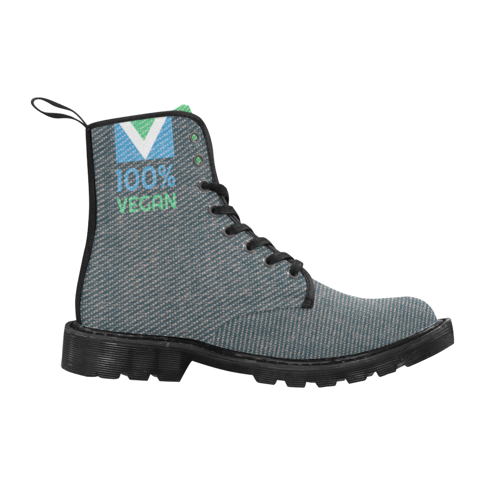 100% VEGAN Martin Boots for Women (Black) (Model 1203H)