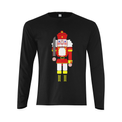 Red Nutcracker Christmas Toy Soldier Black Sunny Men's T-shirt (long-sleeve) (Model T08)