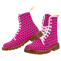 Pink and Black Polkadot Martin Boots For Women Model 1203H