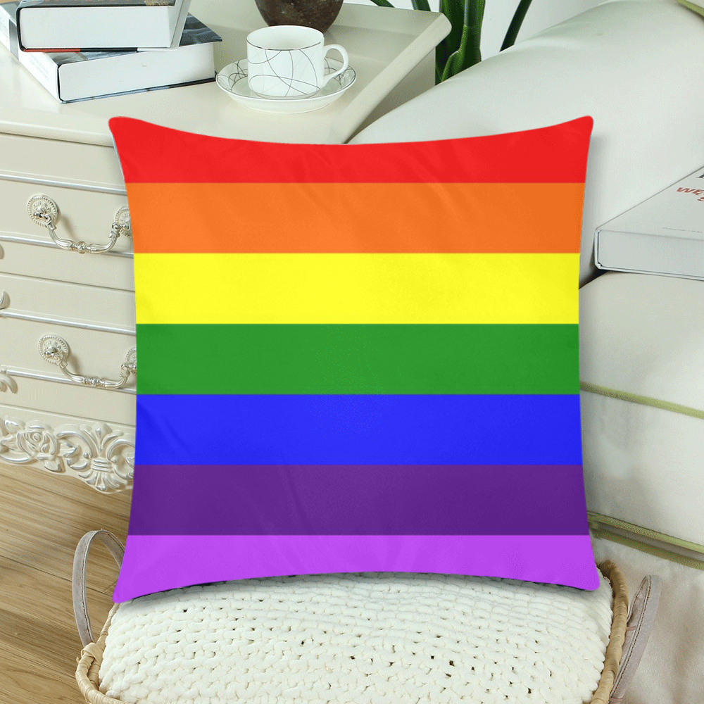 Rainbow Flag (Gay Pride - LGBTQIA+) Custom Zippered Pillow Cases 18"x 18" (Twin Sides) (Set of 2)