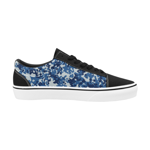 Digital Blue Camouflage Men's Low Top Skateboarding Shoes (Model E001-2)