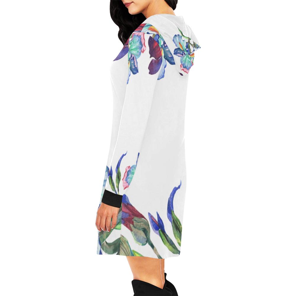 floral nn All Over Print Hoodie Mini Dress (Model H27)