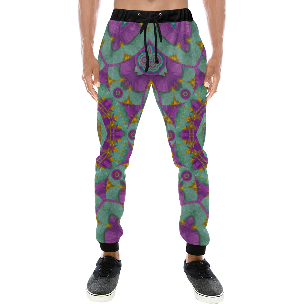 water garden lotus blossoms in sacred style Men's All Over Print Sweatpants (Model L11)