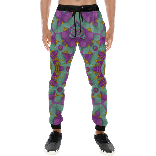 water garden lotus blossoms in sacred style Men's All Over Print Sweatpants (Model L11)